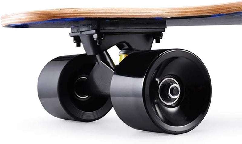 asktom Mini Cruiser Longboard, 31 Inch Small Size Wide Wheel Skateboard, Beginner Stable & Easy-to-Control Skateboard, Suitable for Park & Street Riding, Unique Flame Pattern - Image 3